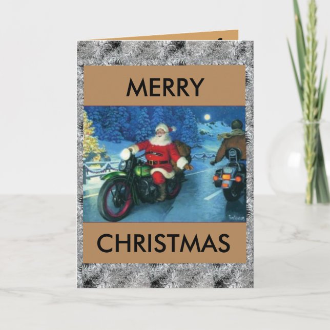 Festividades Papais noeis num cartão de natal Harley (Frente)