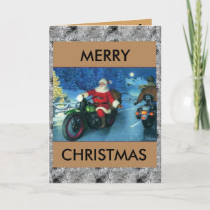 Festividades Papais noeis num cartão de natal Harley
