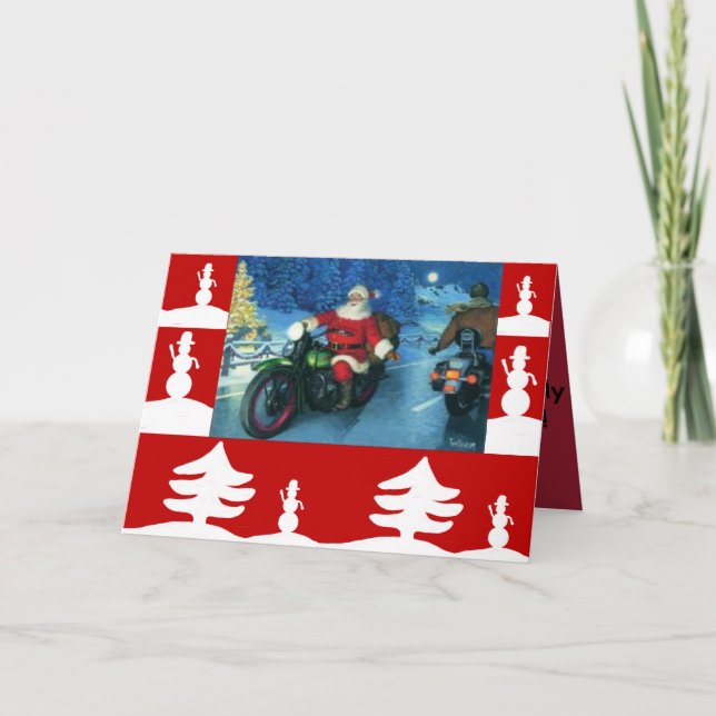 Festividades Papais noeis num cartão de natal Harley (Frente)