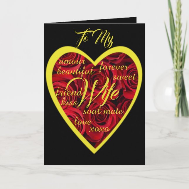 Festividades Para a minha esposa, um cartão de palavras adoráve (Frente)