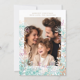 Festividades Pastel Berries Frame Cartão com fotos de Natal