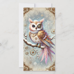 Festividades Pastel Steampunk Cartão de Natal Wise Owl