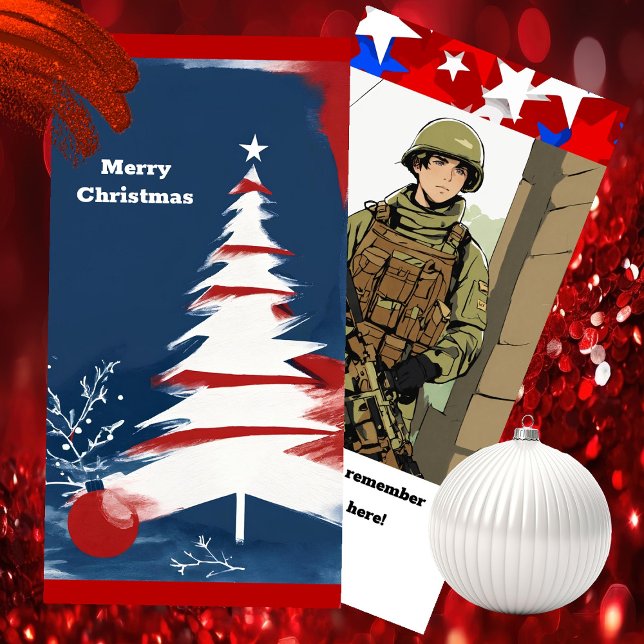 Festividades Patriótico de Natal | Feriado EUA | CARTÃO COM FOT (Modern Patriotic Design -  Unique Art by Pansylee for Pretty Postals - Mail Made Modern - All Sizes)