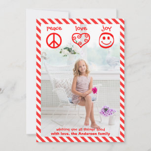 Festividades Paz, Amor, Alegria Vertical - Cartão de Natal 3x5