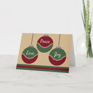 Festividades Paz, Amor, Joy Cartão de Natal