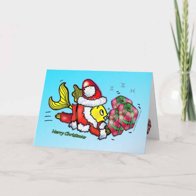 Festividades Peixe de Santa Cláusula - Cartão de Natal engraçad (Frente)