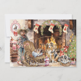 Festividades Pequena Cowgirl com seu Cartão de Férias do Servid