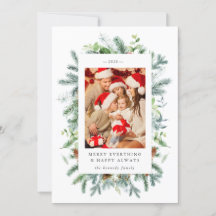 Pinho e Frutas Vermelhas Foto Cartão de Natal