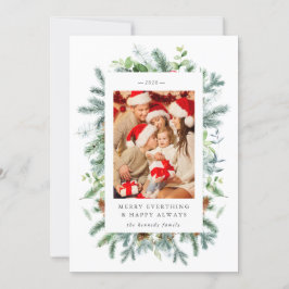 Festividades Pinho e Frutas Vermelhas Foto Cartão de Natal