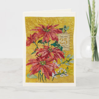 Festividades Poinsétia Dourada | Cartão de Natal de Arte Fina e