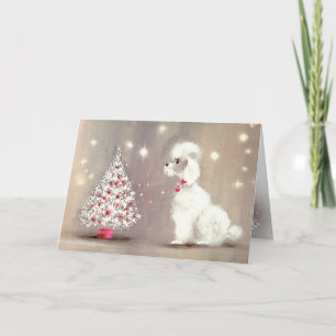 Festividades Poodle Retro e Cartão de Árvore de Natal