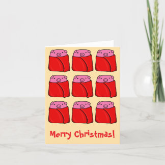Festividades Porcos nos cobertores Cartão de Natal