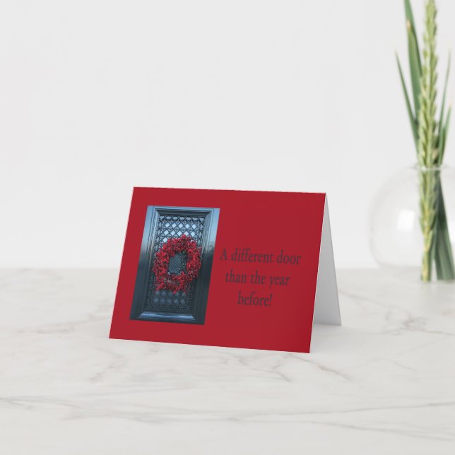 Festividades Porta diferente - coroa de Natal novo cartão de en (Frente)