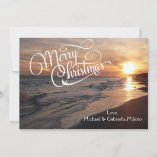 Festividades Praia Quente com Cartão de Natal Sunset
