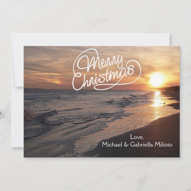 Festividades Praia Quente com Cartão de Natal Sunset (Frente)
