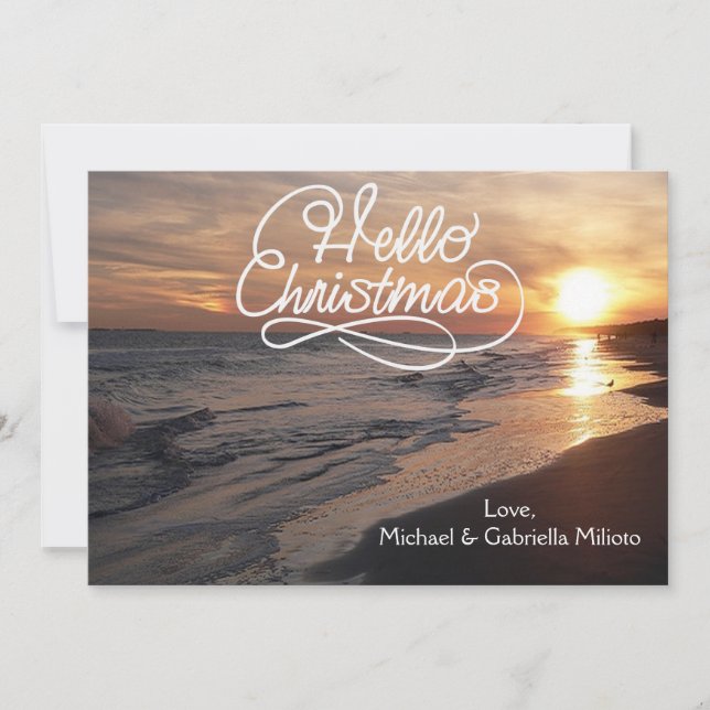 Festividades Praia Quente com Cartão de Natal Sunset (Frente)