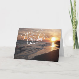 Festividades Praia Sunset Com Cartão De Natal Sun Brilhante