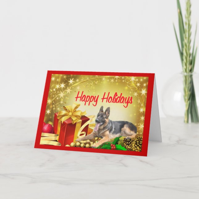 Festividades Presente de Cartão de Natal de german shepherd (Frente)