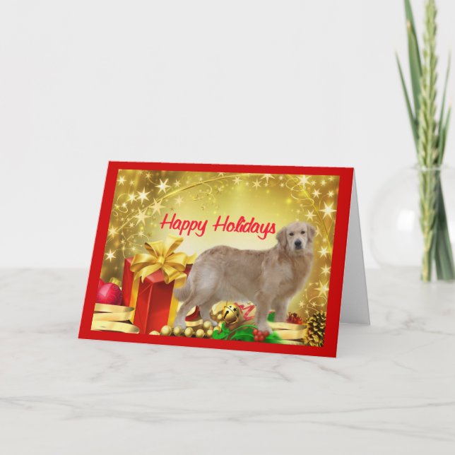 Festividades Presente de Cartão de Natal para Retriever de ouro (Frente)