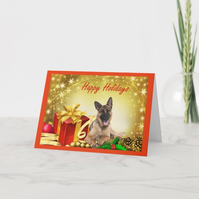 Festividades Presentes de Cartão de Natal de german shepherd (Frente)