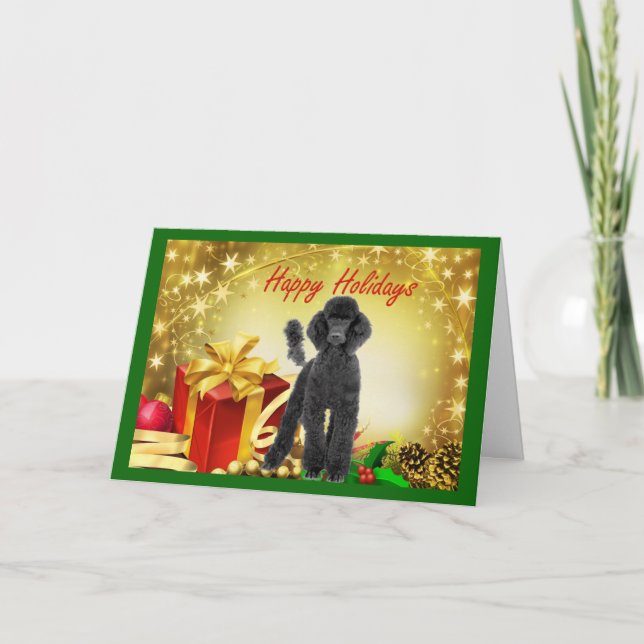 Festividades Presentes de Cartão de Natal de Poodle (Frente)