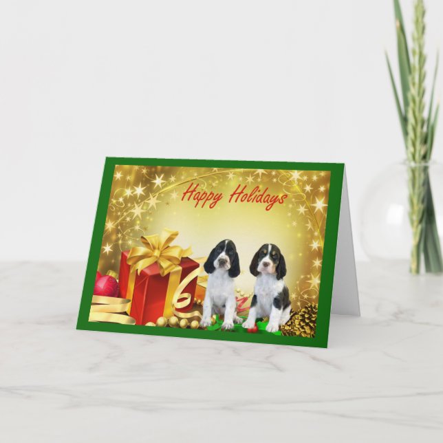 Festividades Presentes de cartão de Natal Inglês Springer Spani (Frente)