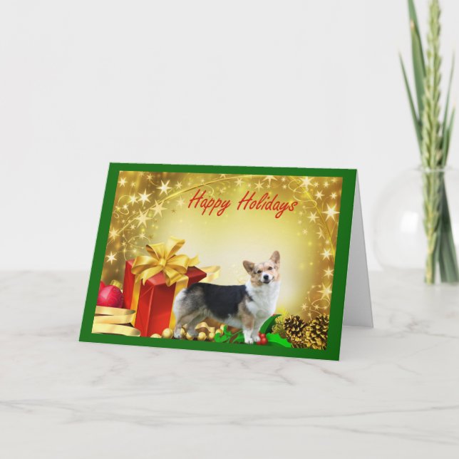 Festividades Presentes de Cartão de Natal Pembroke Welsh Corgi (Frente)