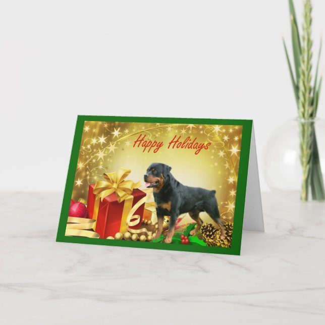 Festividades Presentes do cartão de Natal de Rottweiler (Frente)
