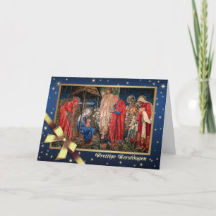 Festividades Prettige Kerstdagen. Cartão de Cena de Natividade 