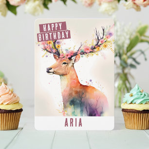 Festividades Primavera vibes Cartão de Aniversário de Deer