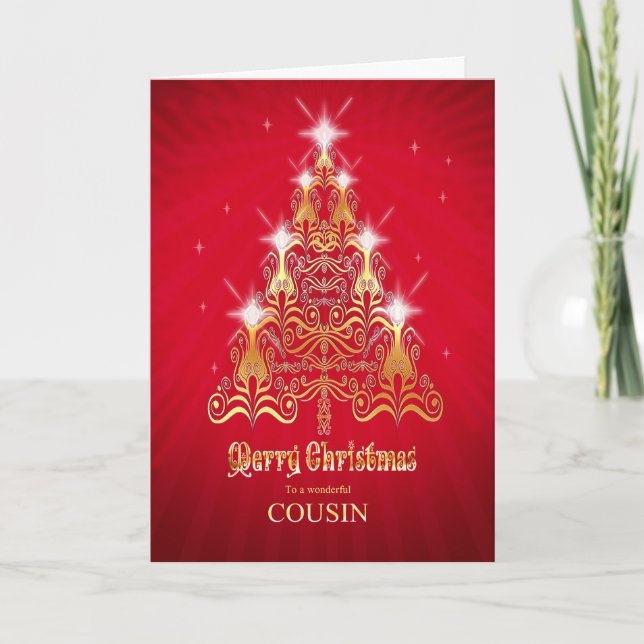 Festividades Primo, cartão de Natal estilizado da árvore de (Frente)