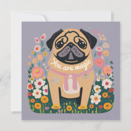 Festividades Pug Boho - Cartão de Saudação Floral