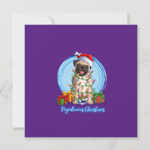 Festividades Pug no Cartão de Férias de Natal