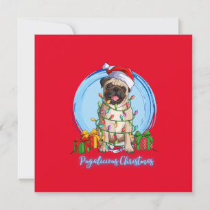Festividades Pug no Natal  Cartão de Natal