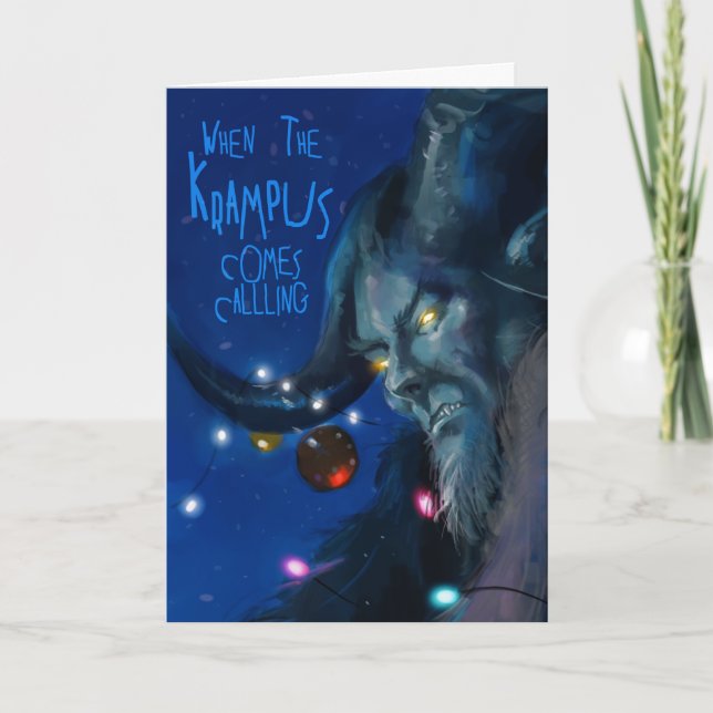 Festividades Quando o Krampus chegar chamando o cartão de féria (Frente)