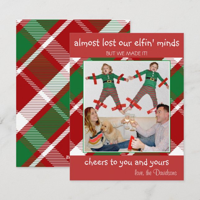 Festividades "Quase Perdendo a Cabeça" Cartão de Natal Engraçad (Frente/Verso)