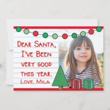 Querido Papai Noel Cartão de Natal com Foto