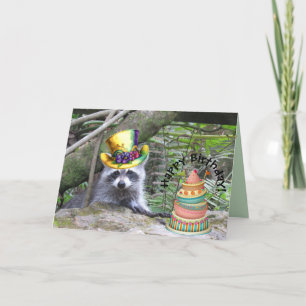 Festividades Raccoon de Amor Divertido - Cartão de Aniversário