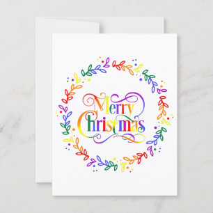 Festividades Rainbow Merry Christmas Wreath Flat Cartão de Nata
