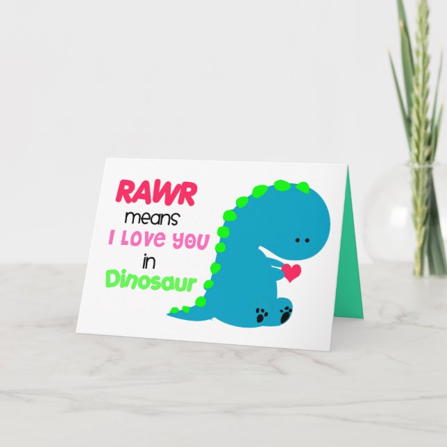 Festividades RAWR quer dizer que te amo no cartão de dinossauro (Frente)