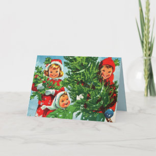 Festividades Recebendo o cartão de Natal da árvore de Natal