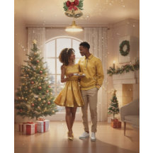 Recém-casados, cartão de Natal do primeiro anivers