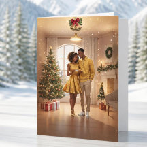 Recém-casados, cartão de Natal do primeiro anivers