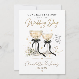 Festividades Recém-Casados Elegantes | Cartão de Felicitações d