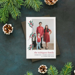 Festividades Red Berry Twigs Foto Feliz Cartão de Férias de N