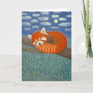 Festividades Red Panda com Cartão de Saudação de Lua