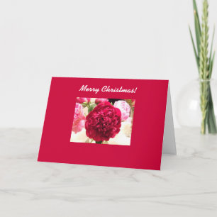 Festividades Red Peony Peonies Flor Feliz Cartão de Natal