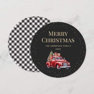 Festividades Red Truck Black Buffalo Xadrez Feliz Cartão de Nat