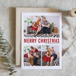 Festividades Red Typografia Três Fotografias Feliz Cartão de Na