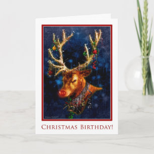 Festividades Reindeer Aniversário no Cartão de Natal